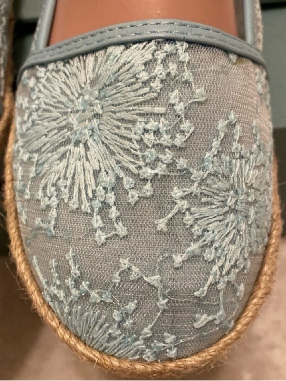 Bella Marie Light Blue Sequin Espadrille Flats - Picture 4 of 12